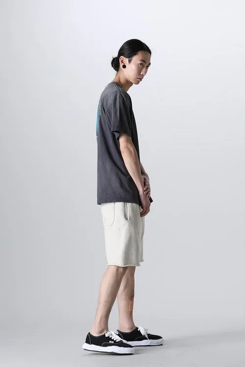 SAINT Mxxxxxx 'SAINT' SWEAT SHORTS/GRY/BLK embroidered SAINT LOGO basic shorts, distressed gray/washed black S-XL, four needles and six threads throughout, produced by a major domestic factory, imported Tajima machine embroidery, washed and distressed, original version